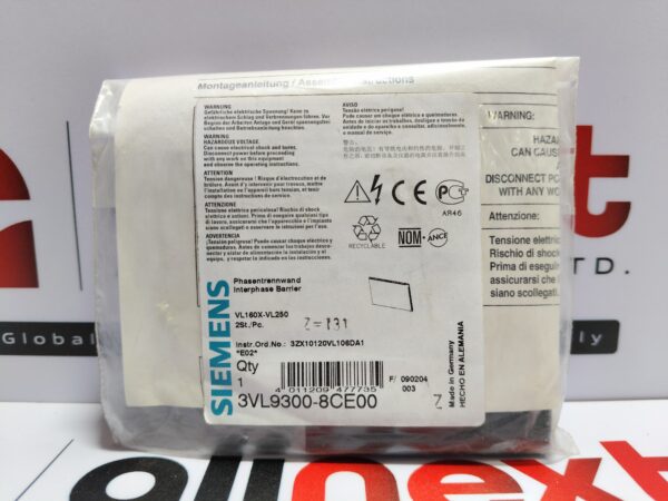 Siemens Interphase Barrier 3VL9300-8CE00 | VL160X-VL250 | 802779A00 | 3VL93008CE