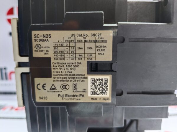 Fuji SC-N2S SC50BAA | TR-N3 TR65BN 28-40A Contactor with Relay SC N2S | TR N3