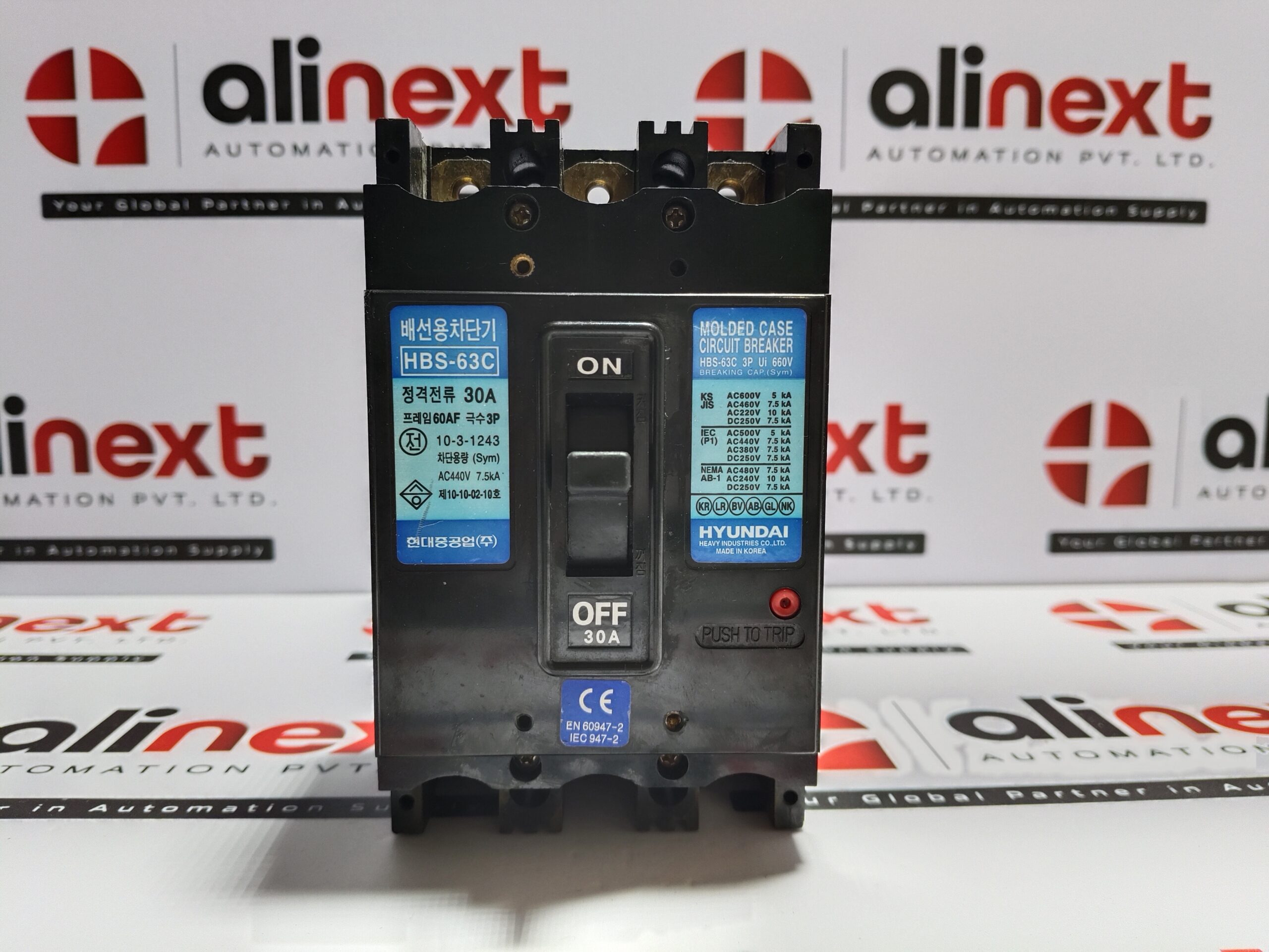 Automation Beaker Hyundai HBS-63C 3-pole molded case circuit breaker 30A ...