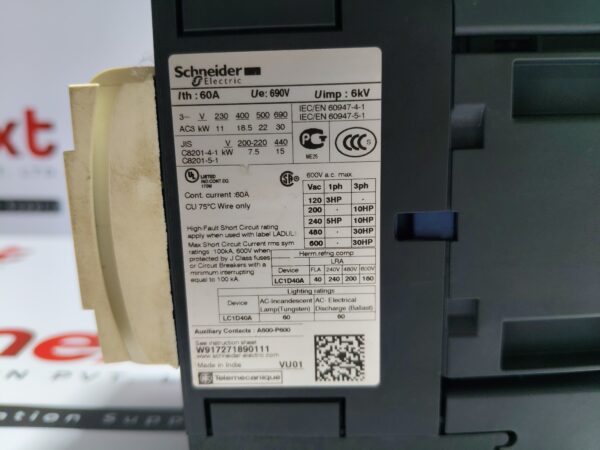 Schneider Contactor LC1D40A 3 Pole