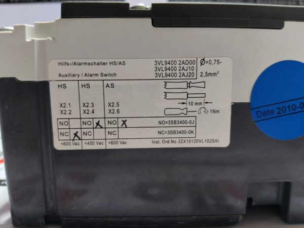 Siemens 3VL1703-1EA46-0AD1 Circuit Breaker VL160X N 4-Pole 32A