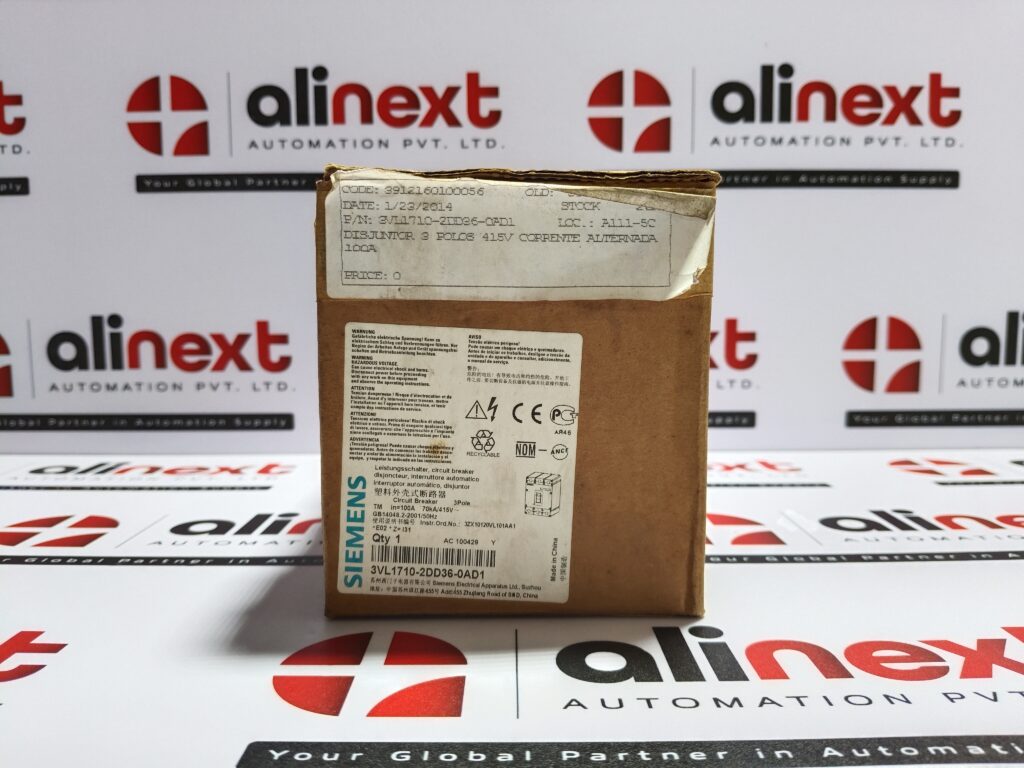 Siemens 3VL1710-2DD36-0AD1 Circuit Breaker VL160X H 3-Pole 100A