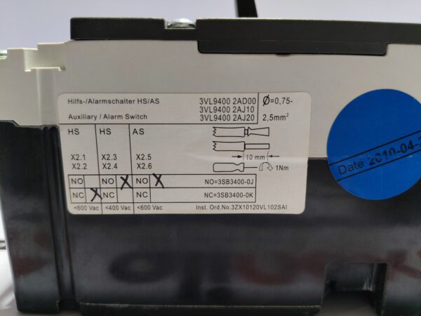 Siemens 3VL1712-2DD36-0AD1 Circuit Breaker VL160X H 3-Pole 125A