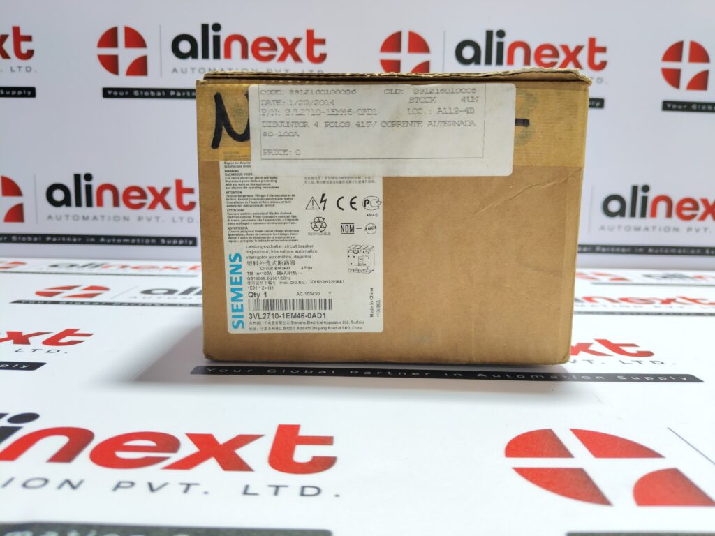 Siemens 3VL2710-1EM46-0AD1 Circuit Breaker VL160N 4-Pole 100A