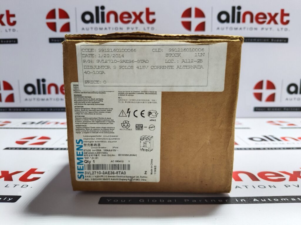 Siemens 3VL2710-3AE36-8TA0 Circuit Breaker VL160L 3-Pole 100A