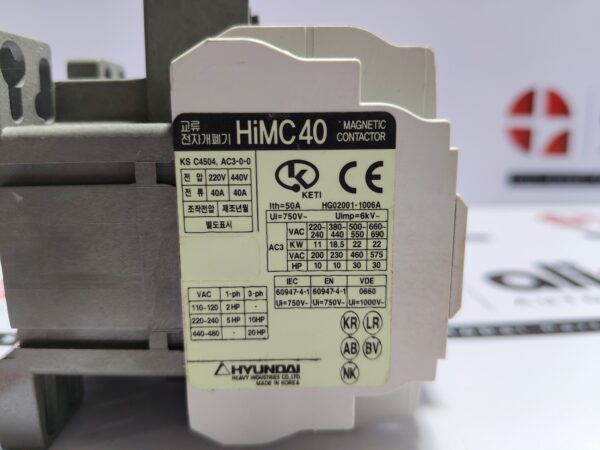 Hyundai HIMC40 Magnetic Contactor 40A Coil Voltage 220VAC