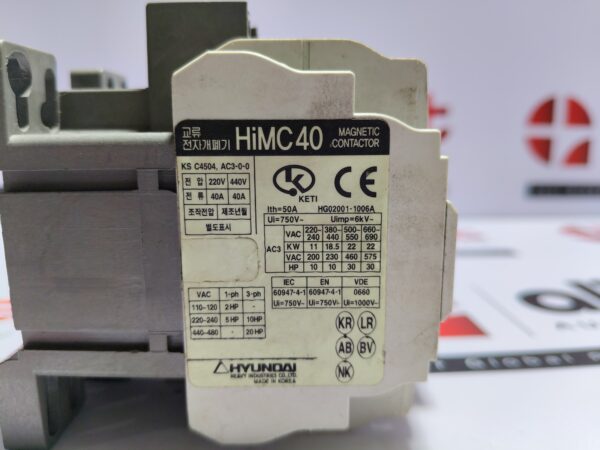 Hyundai HIMC40 Magnetic Contactor 40A Coil Voltage 440VAC