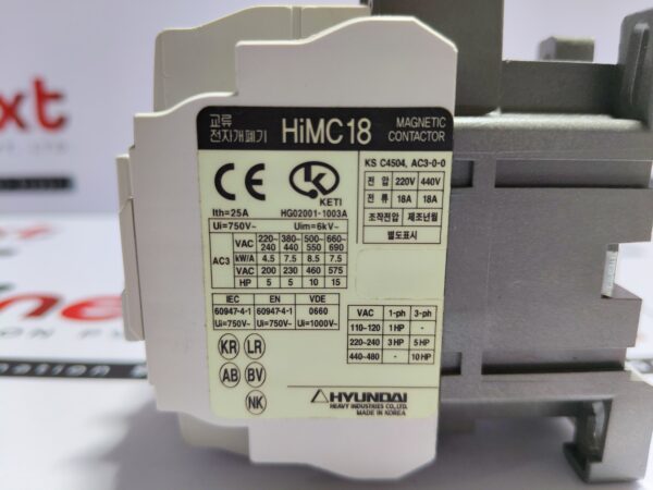 Hyundai HiMC18 Magnetic Contactor HiMC 18 25A 110V