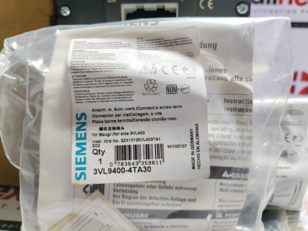 Siemens 3VL4731-2DC36-0AA0 Circuit Breaker VL400H 250A