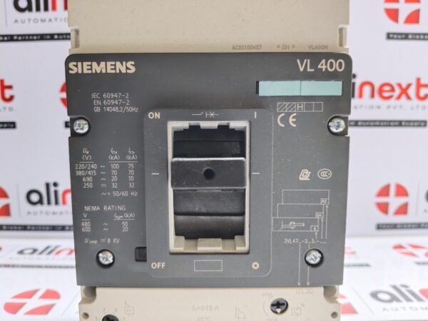 Siemens 3VL4731-2DC36-0AA0 Circuit Breaker VL400H 250A