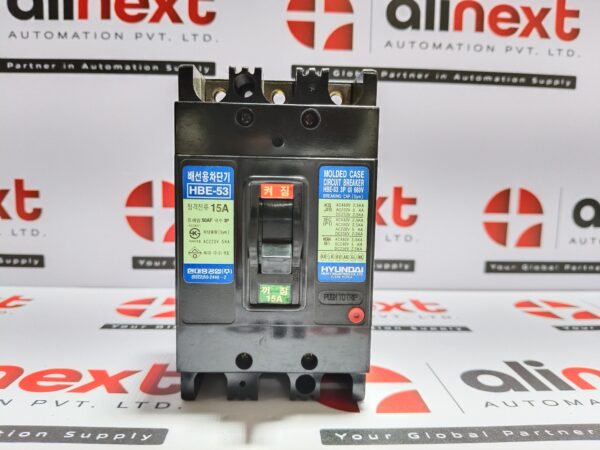 Hyundai HBE-53 3P 15A FC Molded Case Circuit Breker HBE53