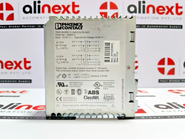 Phoenix Contact Trio-diode/12-24Dc/2X10/1X20 Redundancy Module 12-24V Dc 20A