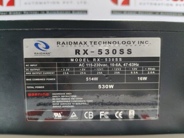 Raidmax RX-530SS 530W 110V / 230V Power Supply