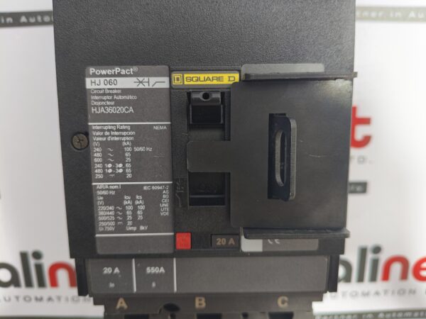 Square D PowerPact HJ 060 Molded Case Circuit Breaker HJA36020CA 20A