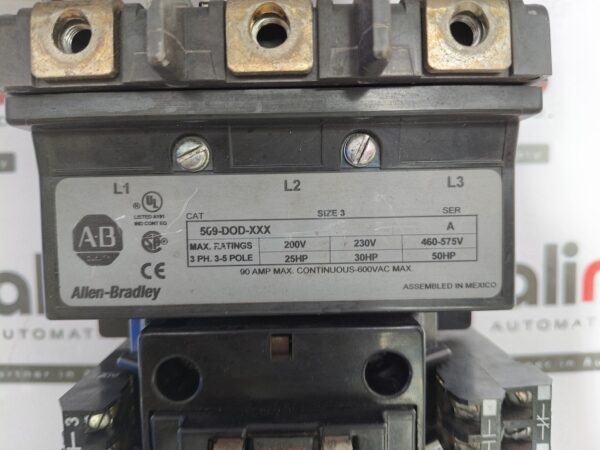 Allen-Bradley 509-DOD-XXX motor starter 90 A|600 VAC