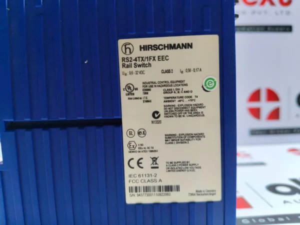 Hirschmann RS2-4TX/1FX industrial Ethernet rail switch 24V