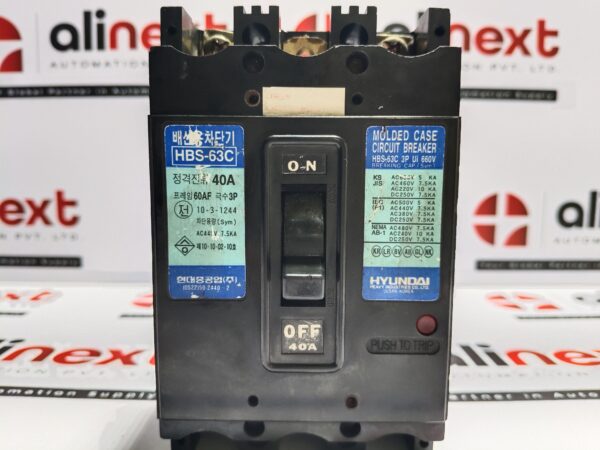 Hyundai HBS-63C molded case circuit breaker 40A|3P|660V