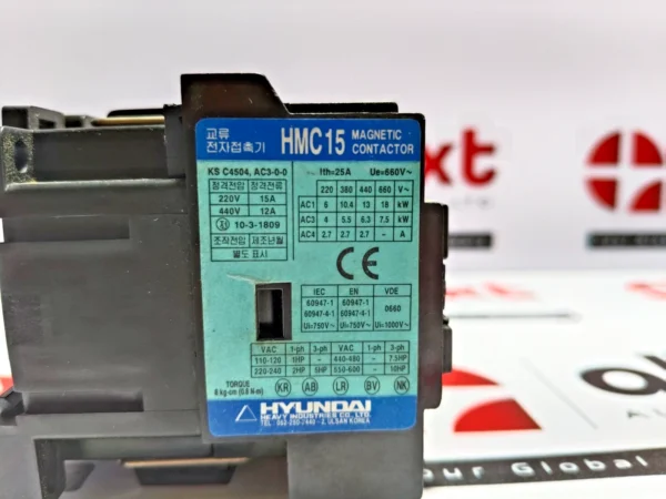 Hyundai HMC 15 Magnetic Contactor HMC15 W11 coil 440V