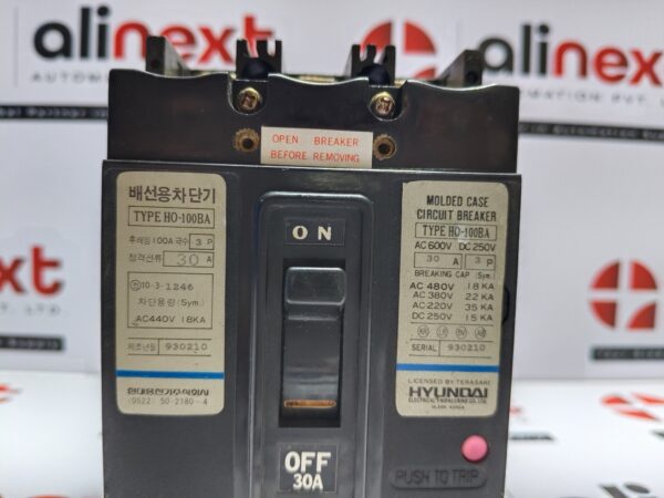 Hyundai HO-100BAmolded case circuit breaker 3P|30A|AC 600V