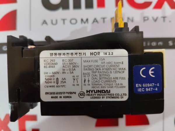 Hyundai HOR 1K 2.2 Thermal Overload Relay 5A 660V