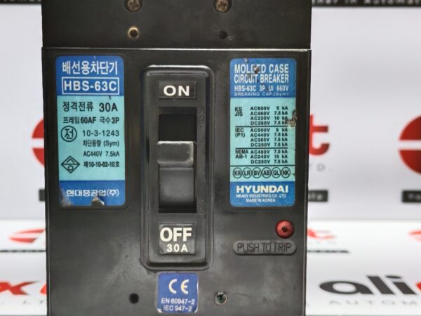 Hyundai MCCB HBS-63C | 30A | 3P | 60AF