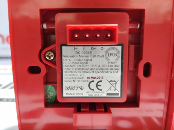 GST United Technologies DC-9204E Conventional manual call point