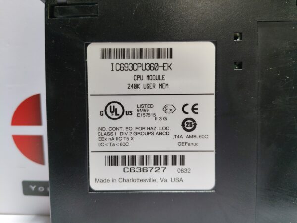 GE Fanuc IC693CPU360-EK Series 90-30 CPU Module