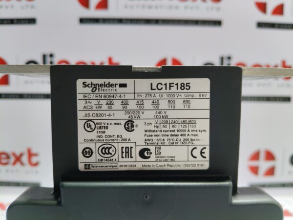 Schneider Electric LC1F185 TeSys F contactor 275A| 230v to 690v