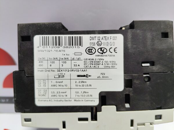 Siemens 3RV1021-1EA15 sirius motor protection circuit breaker