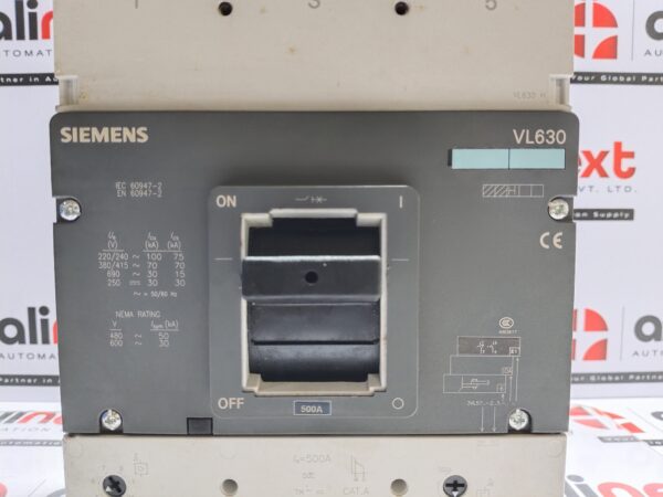 Siemens VL 630H circuit breaker 3VL5750-2DC36-0AE1 | 70KA | 500A | 415V | 3P