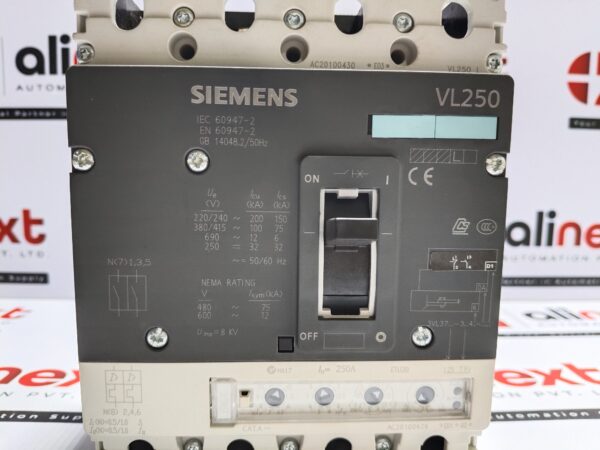 Siemens VL250L circuit breaker 3VL3725-3TF46-0AD1 | 4P | 250A | 415VAC