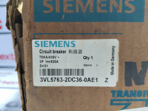 Siemens VL630Circuit Breaker 3VL5763-2DC36-0AE1 |630A