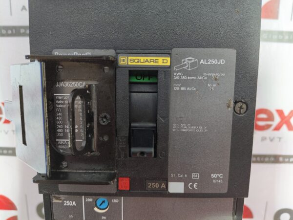 Square D JJ 250 Powerpact JJA36250CA molded case circuit breaker 250A|3P
