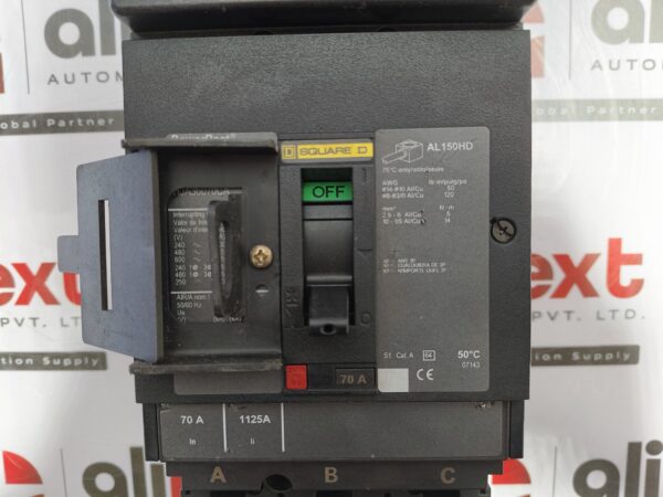 Square D PowerPact HJA36070CA H-frame molded case circuit breaker 70A|3P|600 VAC