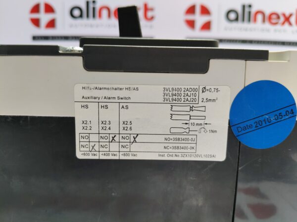 Siemens VL400L circuit breaker 3VL4740-3SE36-0AD1 | 400A 3Pole 415VAC