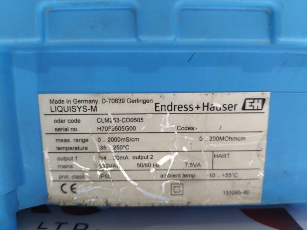 Endress+Hauser Liquisys M CLM253-CD0505 conductivity transmitter 230 VAC, 50/60