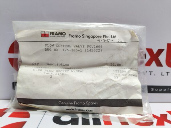 Framo Plug Socket W/Seal 122200 for Flow Control Valve FCV1600