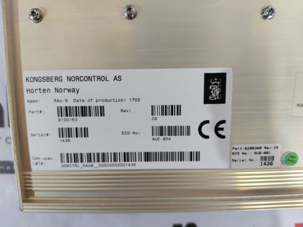 Kongsberg RAO-8 Remote Analog Input Module 8100153 Rev.C6 AUE-854