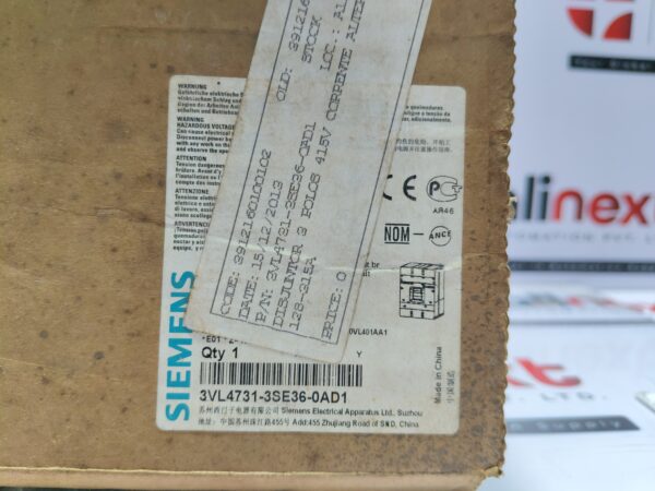 Siemens VL400 molded case circuit breaker 3VL4731-3SE36-0AD1
