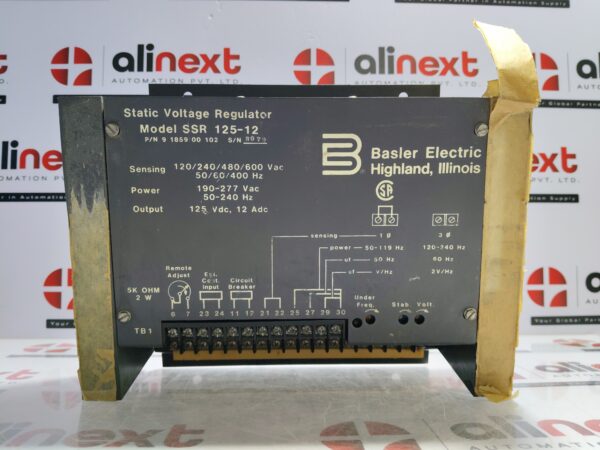 Basler Electric SSR 125-12 Static Voltage Regulator 9 1859 00 102