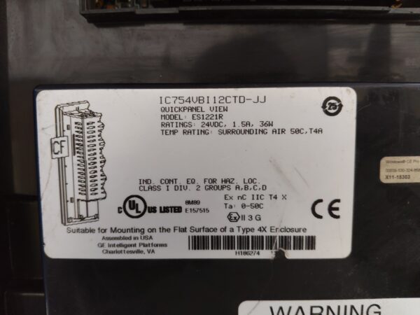 GE Fanuc ES1221R QuickPanel View operator interface IC754VBI12CTD-JJ