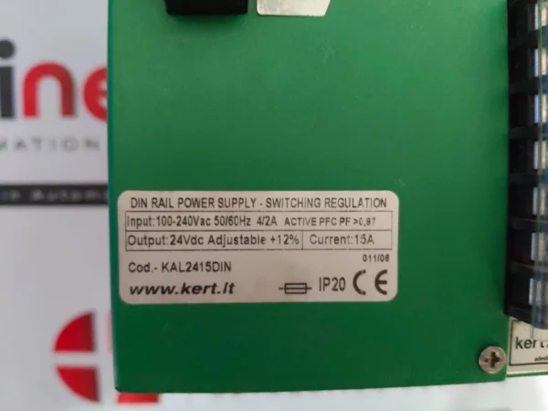 Kert KAL2415DIN switching industrial power supply 100-240 Vac 50/60Hz