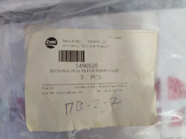 Set of 3Pcs. Evac Bronze 5490528 B48/20 Bushing POS.18 For Pump 5.5/QS
