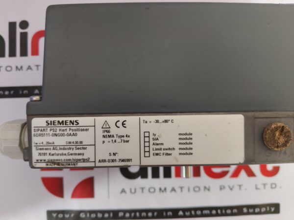 Siemens SIPART PS2 Hart Positioner 6DR5111-0NG00-0AA0 4-20mA
