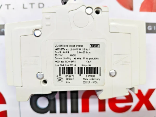 ABB S202 UP K 10A miniature circuit breaker 480Y/277V