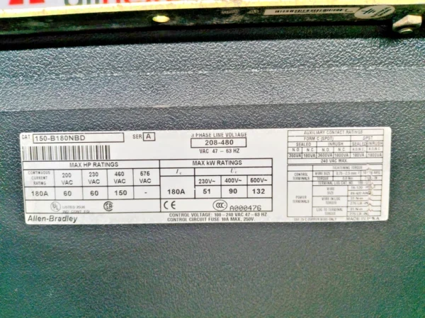 Allen-Bradley 150-B180NBD SMC Dialog Plus Smart Motor Controller 208-480VAC 47-63Hz