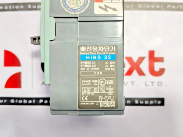 Hyundai MCCB HIBS 33 molded case circuit breaker 30A 50/60Hz