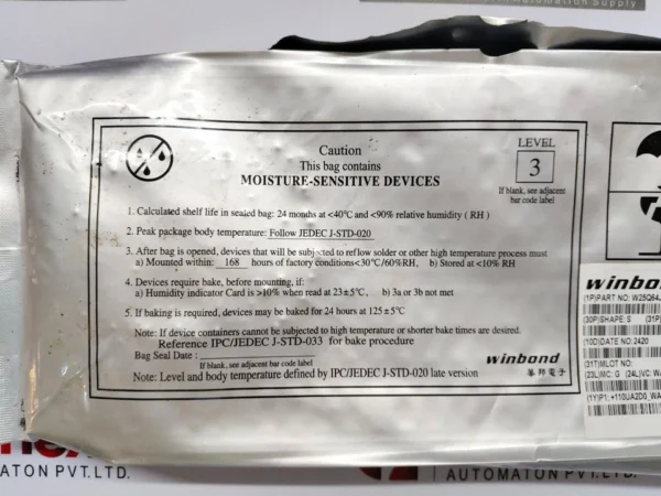 Winbond  W25Q64JVSSAQ Moisture-Sensitive Devices Vacuum-Sealed Bag