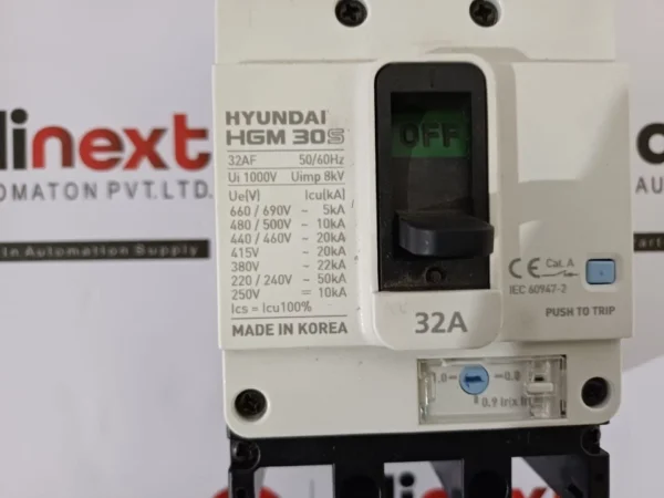 Hyundai Electric HGM30S Molded Case Circuit Breaker 3P 32A 50/60H 460V