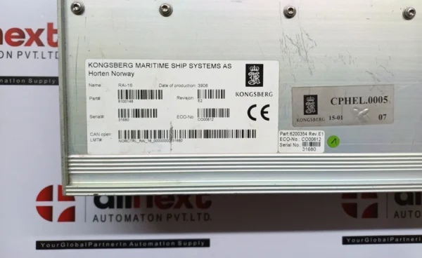 Kongsberg Maritime RAi-16 Remote Analogue Input Module 8100148 Rev E2 HA451671A2